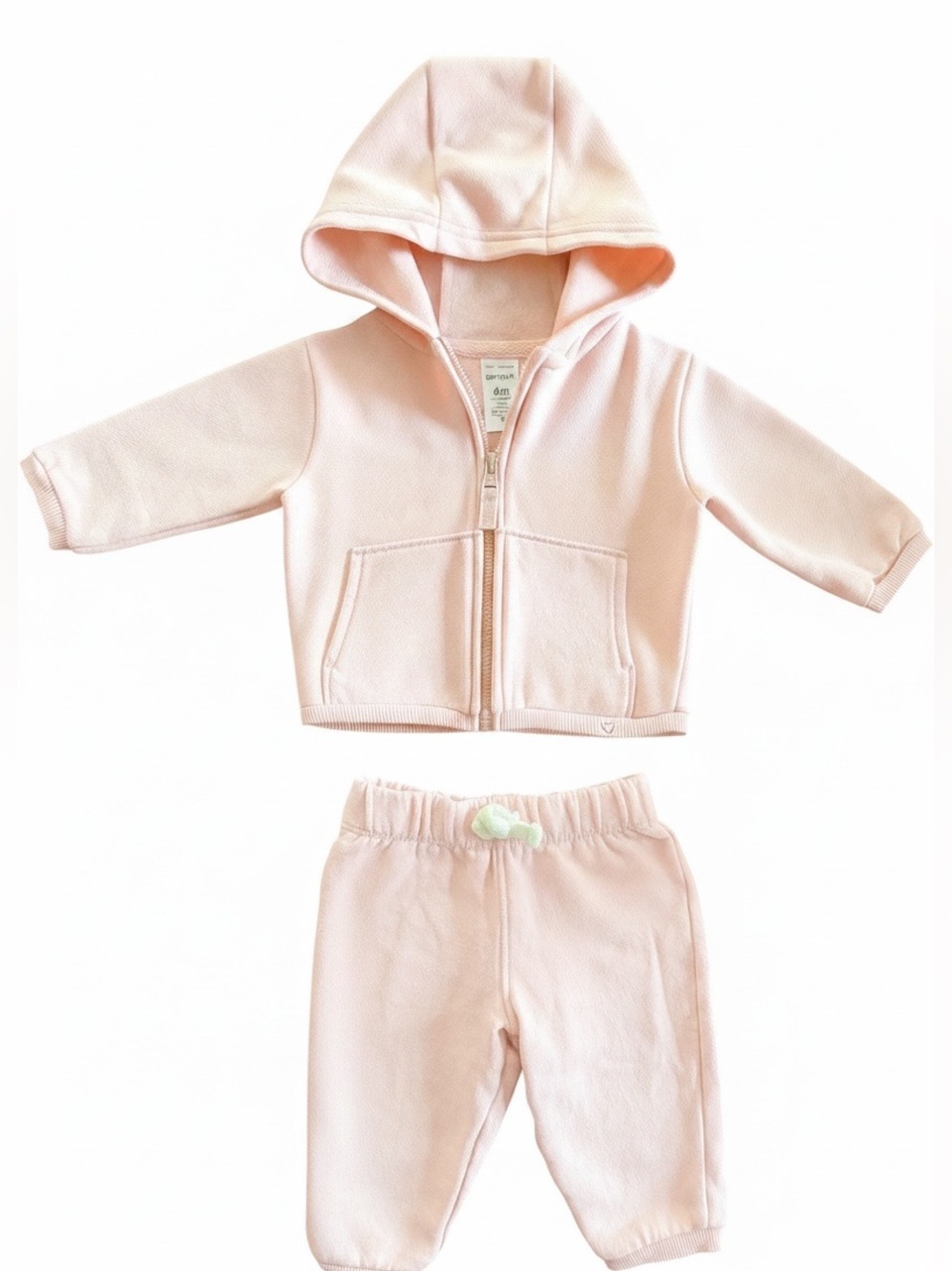 Carter's Light Pink Hooded Zip Sweatshirt & Jogger Set 6 months